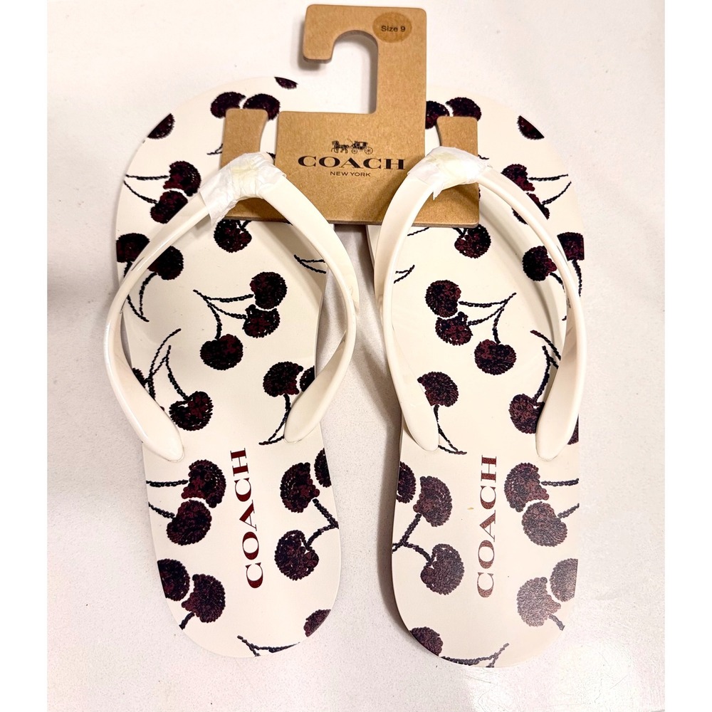 Coach cherry flip flops NWT size 9
